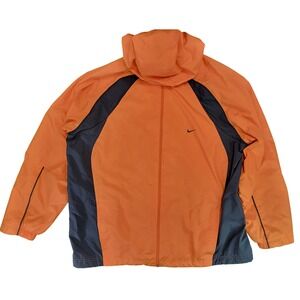 Nike Orange Gray Hooded Track Jacket Windbreaker Full Zip Mens XXL Athletic